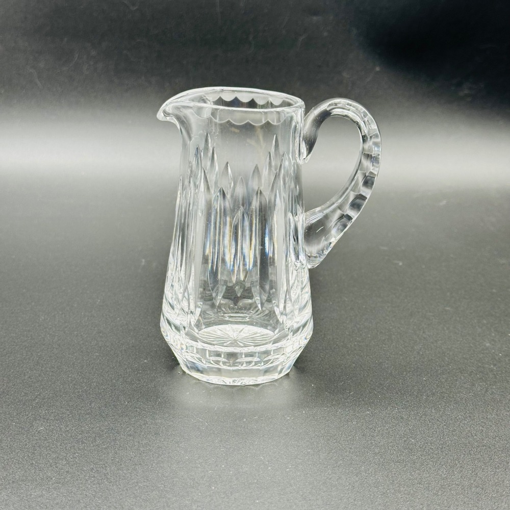 Lead Crystal Creamer Water or Bar Pitcher Diamond Cut Glass 5.5"